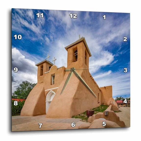 3drose, Saint Francis Church Adobe Church in Taos New Mexico, 13x13 Wall Clock