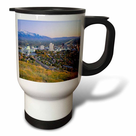 3drose, Salt Lake City and Valley, Wasatch Mountains, Utah - Us45 Ssm0147 - Scott T. Smith, 14oz Stainless Steel Travel Mug
