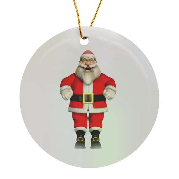 3drose, Santa Claus Laughing, Circle Porcelain Ornament