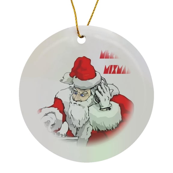 3drose, Santa Claus Merry Mixmas, Circle Porcelain Ornament