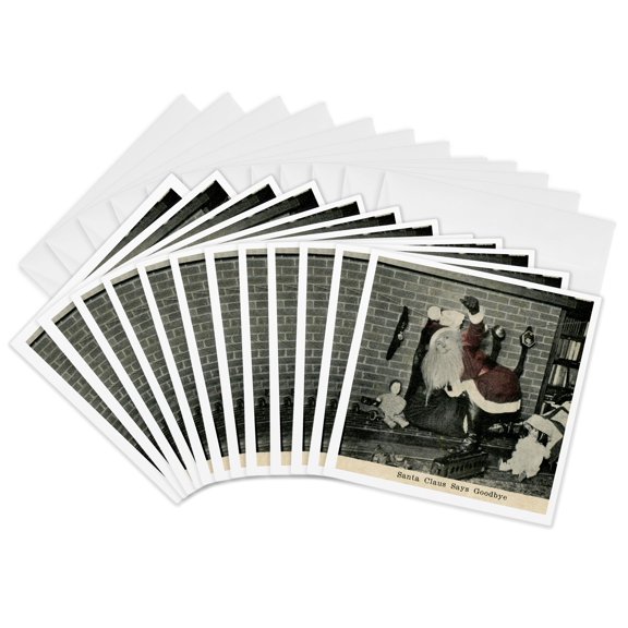 3drose, Santa Claus Says Goodbye, 12 Greeting Cards with Envelopes