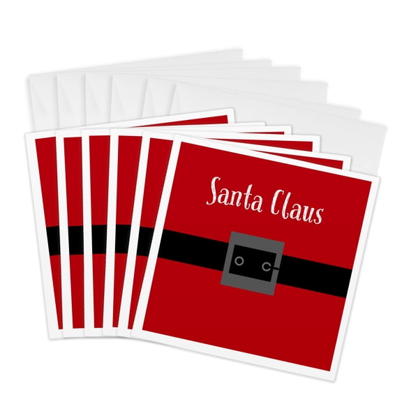 3drose, Santa Clause, 6 Greeting Cards with Envelopes