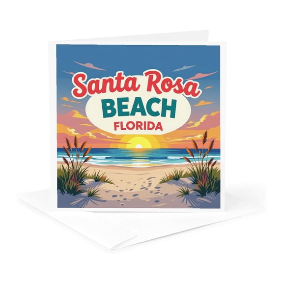3drose, Santa Rosa Beach, Florida. American Beaches, Summer, Travel, Art, 1 Greeting Card with Envelope