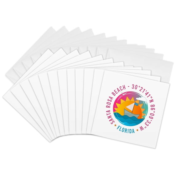 3drose, Santa Rosa Beach, Walton County, Florida Beaches Family Travel Gift, 12 Greeting Cards with Envelopes