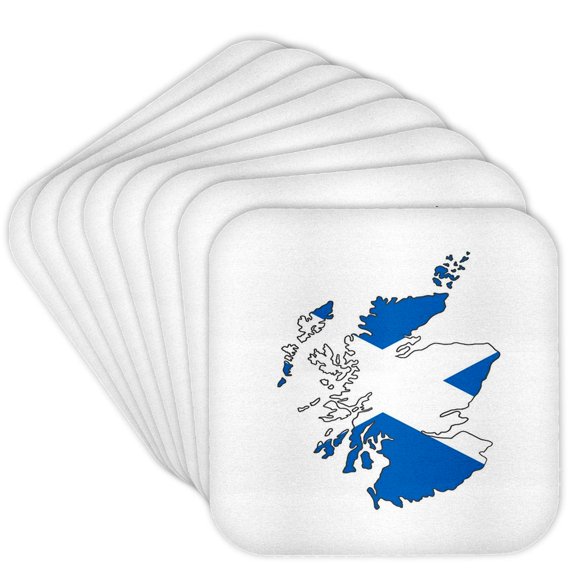 3drose, Scotland Rugby Fan Saltire Flag Map, Set of 8 Coasters - Cork