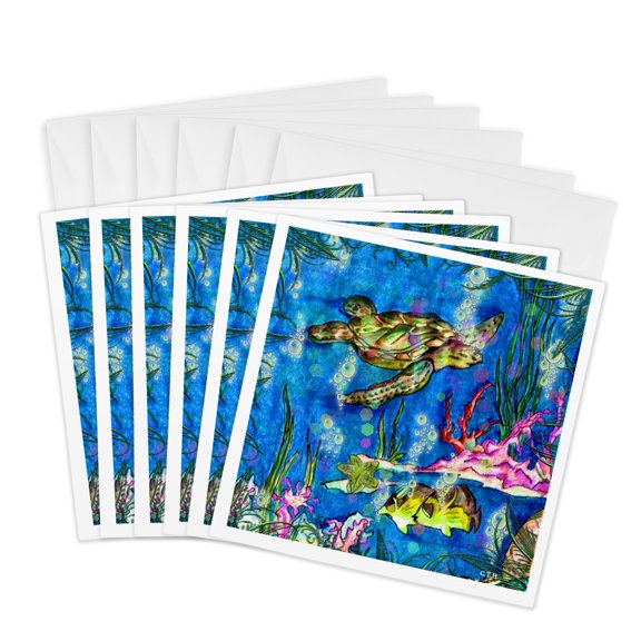3drose, Sea Turtle Dreams, 6 Greeting Cards with Envelopes