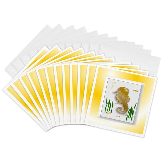 3drose, Seahorse E, 12 Greeting Cards with Envelopes