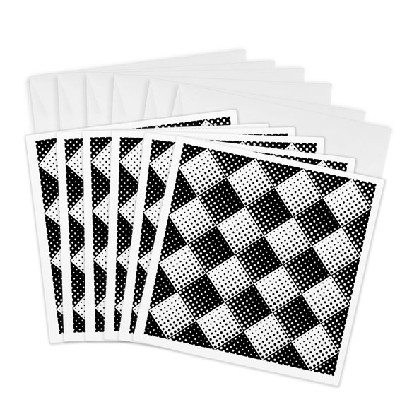 3drose, Seamless Dot Pattern Background Design - Abstract Vector Graphic, 6 Greeting Cards with Envelopes