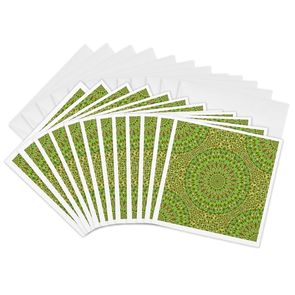 3drose, Seamless Geometrical Bohemian Mandala Pattern Background Design, 12 Greeting Cards with Envelopes