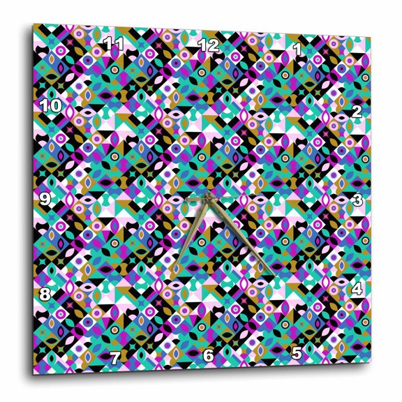 3drose, Seamless Mosaic Pattern Background - Colorful Vector Graphic Design, 15x15 Wall Clock