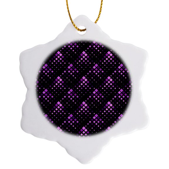 3drose, Seamless Square Pattern Background - Abstract Vector Design, 3 inch Snowflake Porcelain Ornament