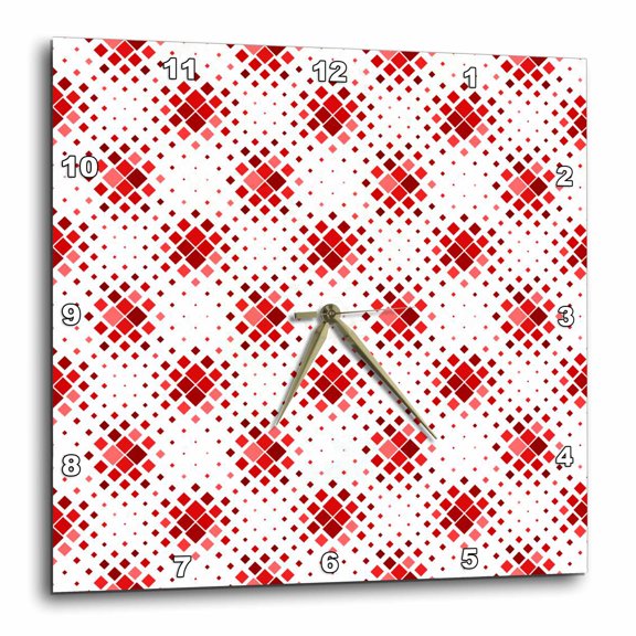 3drose, Seamless Square Pattern Background - Dark Red Abstract Vector Design, 10x10 Wall Clock