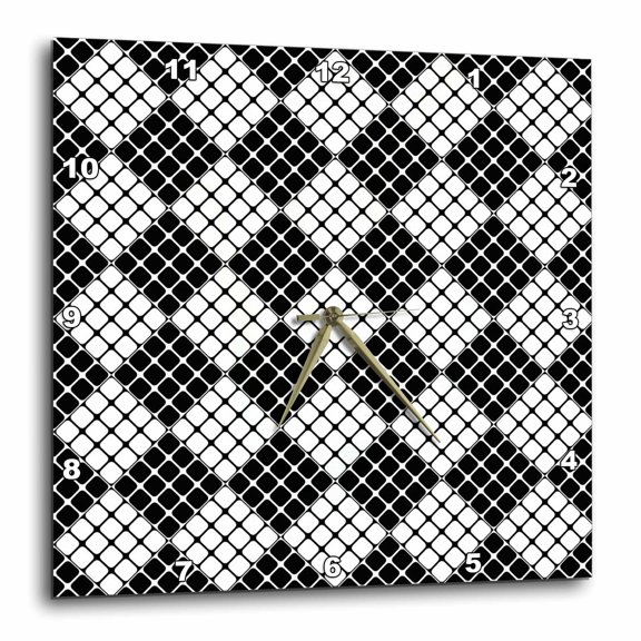 3drose, Seamless Square Pattern Background - Monochrome Abstract Vector Design, 10x10 Wall Clock