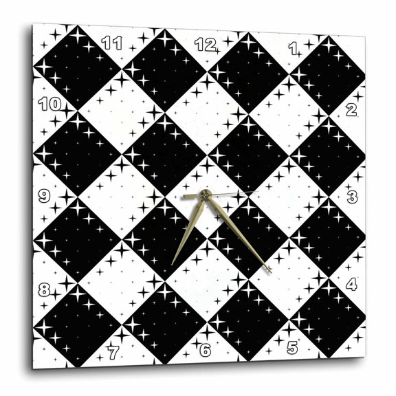 3drose, Seamless Star Pattern Background - Abstract Vector Graphic Design, 10x10 Wall Clock