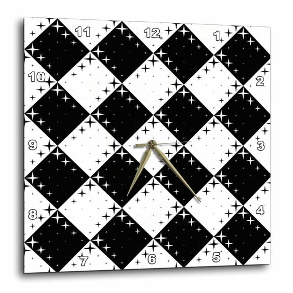 3drose, Seamless Star Pattern Background - Abstract Vector Graphic Design, 15x15 Wall Clock