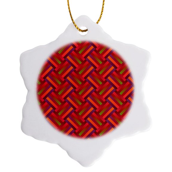 3drose, Seamless Zig-zag Stripe Pattern Background - Abstract Vector Design, 3 inch Snowflake Porcelain Ornament