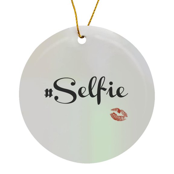 3drose, Selfie - White, Circle Porcelain Ornament