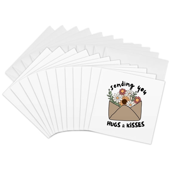 3drose, Sending You Hugs and Kisses Greetings, 12 Greeting Cards with Envelopes