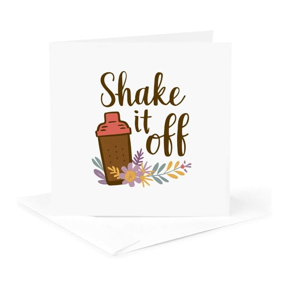 3drose, Shake It Off Stylish Text and an Image of a Shaker, Funny Art Gift, 1 Greeting Card with Envelope