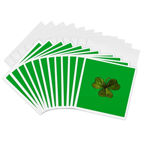 3drose, Shamrock Clover Irish Symbol Vector Cut Out, 12 Greeting Cards with Envelopes