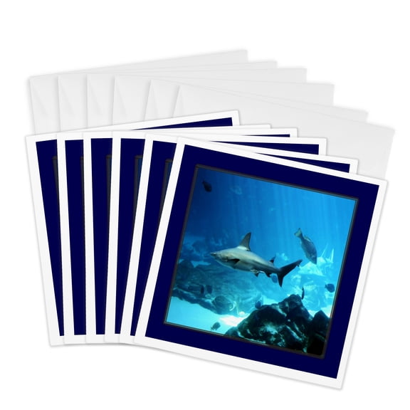 3drose, Shark N Fish Undersea, 6 Greeting Cards with Envelopes
