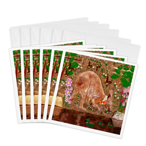 3drose, Shay Kangaroo, 6 Greeting Cards with Envelopes