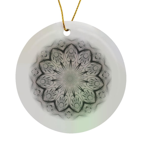 3drose, Sheet Music Abstract, Circle Porcelain Ornament