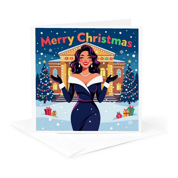 3drose, Show Woman at the Theater. Merry Christmas. Art Greeting Card, Gift, 1 Greeting Card with Envelope