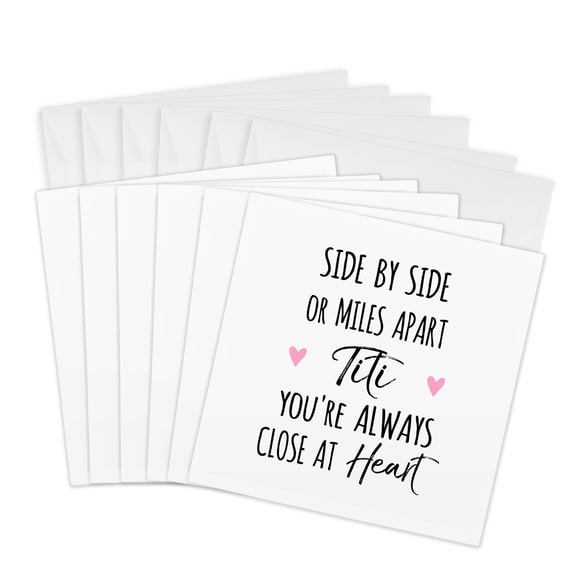 3drose, Side by Side or Miles Apart Titi You Are Always Close at Heart Aunt, 6 Greeting Cards with Envelopes
