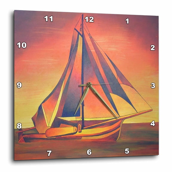 3drose, Sienna Sails at Sunset, 10x10 Wall Clock