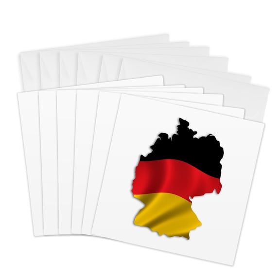 3drose, Silhouette of Germany German Flag Banner National Nation Country, 6 Greeting Cards with Envelopes