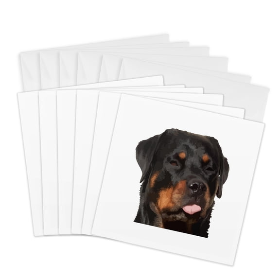 3drose, Silly Funny Face Rottweiler with Tongue Out, 6 Greeting Cards with Envelopes