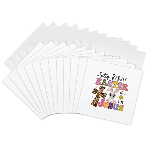 3drose, Silly Rabbit. Easter Is for Jesus Colorful Funny Happy Easter Gift, 12 Greeting Cards with Envelopes