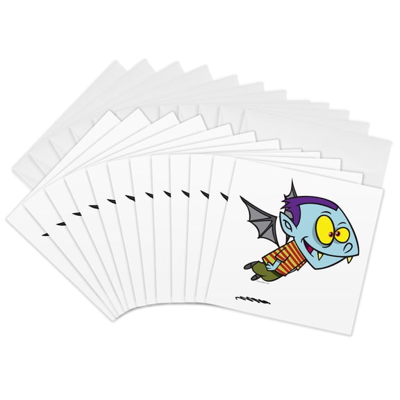3drose, Silly Vampire Bat Boy Character, 12 Greeting Cards with Envelopes