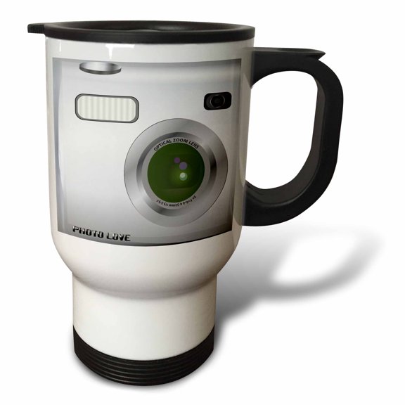 3drose, Silver Camera Square Design - Unique Novelty Gift for Photography Fans and Photographers, 14oz Stainless Steel Travel Mug