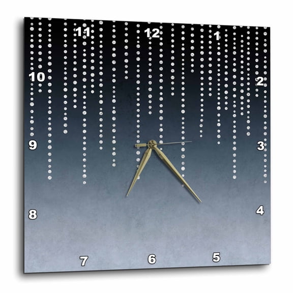 3drose, Silver Shimmering Rhinestones on Blue Grey Background, 15x15 Wall Clock