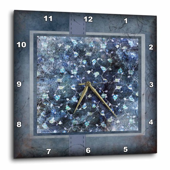3drose, Silver Vines, 15x15 Wall Clock