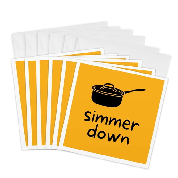 3drose, Simmer down Kitchen Decor, 6 Greeting Cards with Envelopes