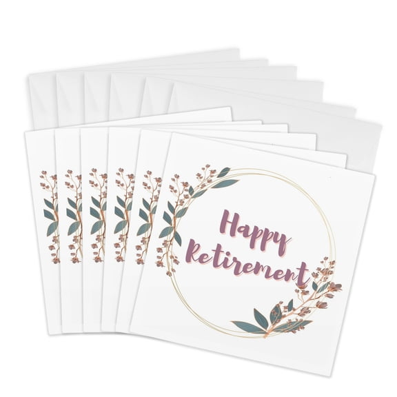 3drose, Simple Design About Retirement Greetings, 6 Greeting Cards with Envelopes
