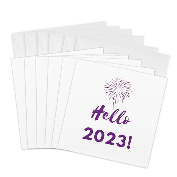 3drose, Simple Greetings of Hello 2023, 6 Greeting Cards with Envelopes