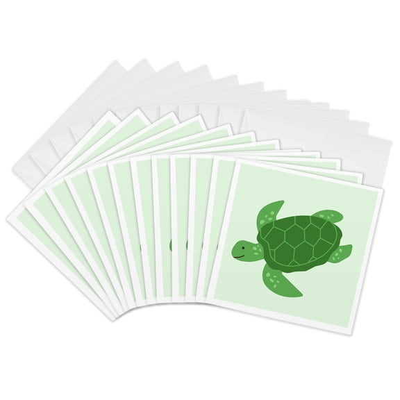 3drose, Simple Image of a Turtle, 12 Greeting Cards with Envelopes