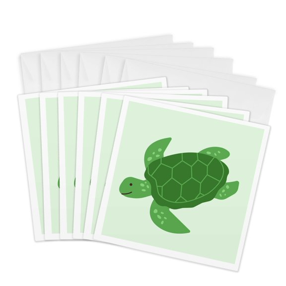 3drose, Simple Image of a Turtle, 6 Greeting Cards with Envelopes