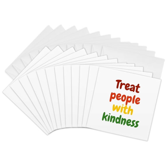 3drose, Simple Text of Treat People with Kindness, 12 Greeting Cards with Envelopes
