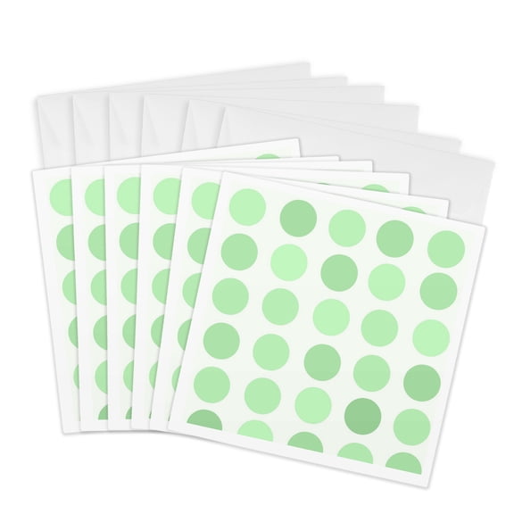 3drose, Simply Green Circle Dots - Fun Art, 6 Greeting Cards with Envelopes