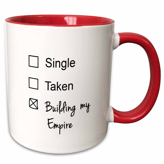 3drose, Single Taken Building My Empire Funny Checkbox Relationship Status, 11oz Two-tone Red Mug