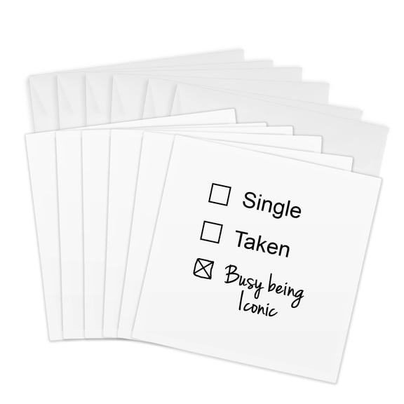 3drose, Single Taken Busy Being Iconic Funny Checkbox Relationship Status Joke, 6 Greeting Cards with Envelopes