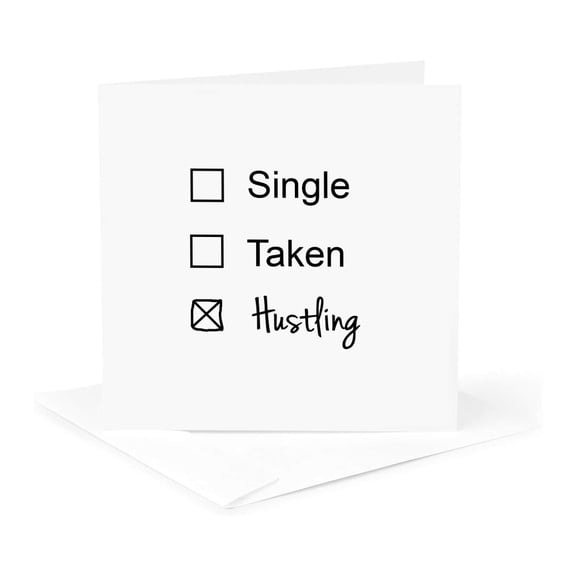 3drose, Single Taken Hustling Funny Checkbox Relationship Status Humor Joke, 1 Greeting Card with Envelope