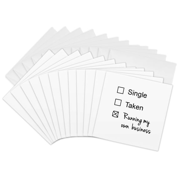 3drose, Single Taken Running My Own Business Funny Checkbox Marital Status, 12 Greeting Cards with Envelopes