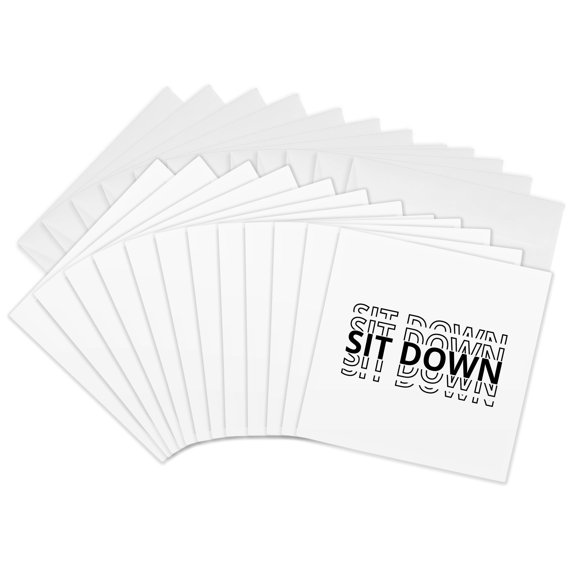 3drose, Sit down Distorted Text, 12 Greeting Cards with Envelopes