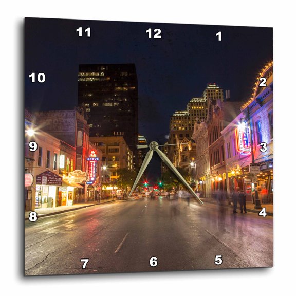 3drose, Sixth Street at Dusk in Downtown Austin, Texas, Usa, 15x15 Wall Clock